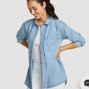 NWT Eddie Bauer Light Blue Denim Women's Button Down Shirt